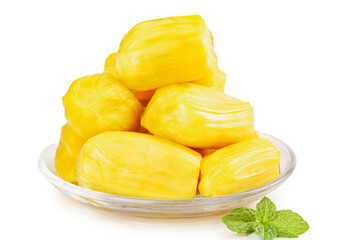 Sweet Hainan Honey Pineapple Chunks with Golden Yellow Flesh in Glass Bowl