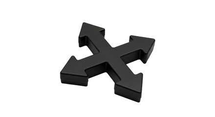 Obraz premium Isolated black four-way arrow sign pointing in all directions for road junction icons