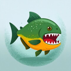 Cartoon Piranha with open mouth