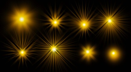 Golden light bursts create dynamic, vibrant accents for your designs, adding warmth and energy to...