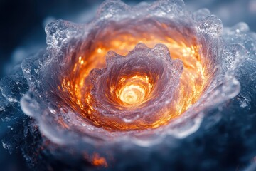 Spirally orange and white object.