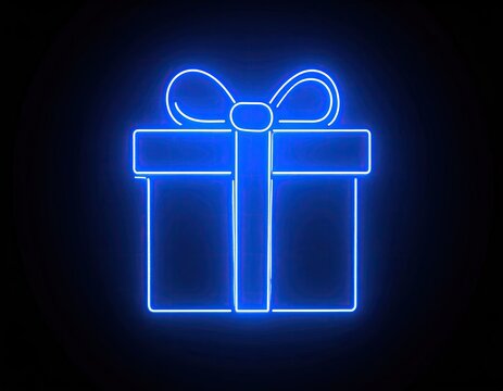 Neon blue gift box graphic