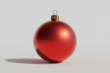 Single Red Christmas Ornament with Gold Cap on White Background bauble decoration