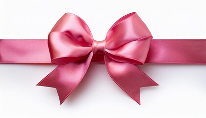 Beautiful Pink Ribbon With Bow Isolated On White Background