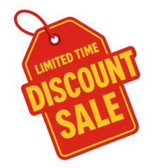 Obraz premium Red discount sale tag with limited time offer isolated on transparent background