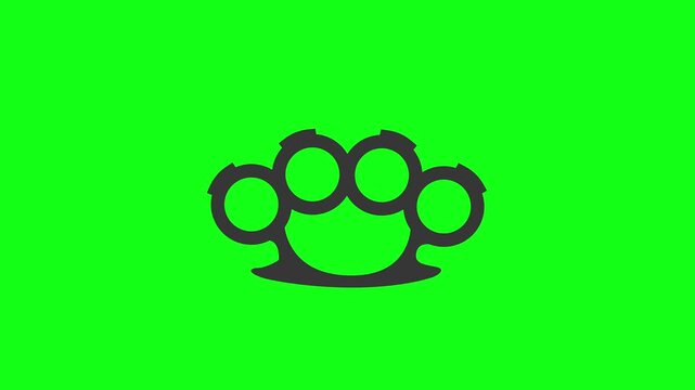 Brass Knuckles on Green Screen Protection Symbol Concept Weaponry Visuals Self Defense Art Fighter Graphics Chrome