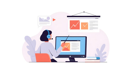 Businesspeople working on laptops in an office setting, a concept of communication and technology