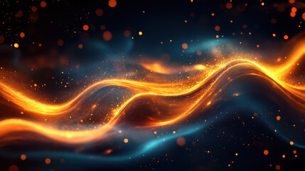 Obraz premium Dynamic Flow of Light and Energy with Glowing Particles in Motion