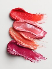 Lipstick Swatches on White Background for Makeup Texture Beauty. Cosmetics