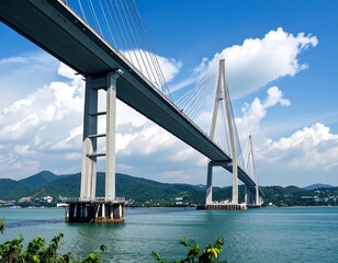 Cable-stayed bridge spanning a body of water