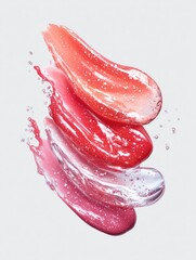 Lip Gloss Swatches on Background. For cosmetics promotion, beauty blog, and ad use