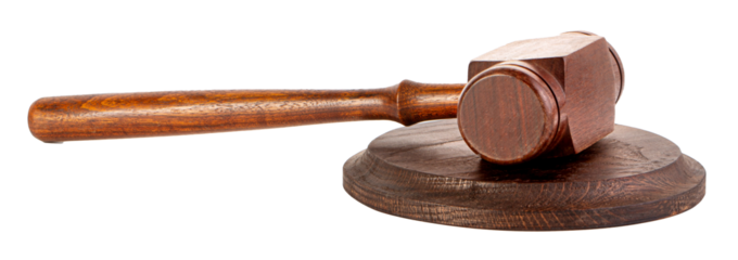 Wooden gavel and sound block representing justice and law