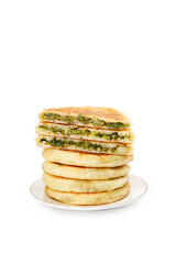 Homemade Shepherd's Pie Sandwiches Stack with Meat and Vegetable Filling on White Plate