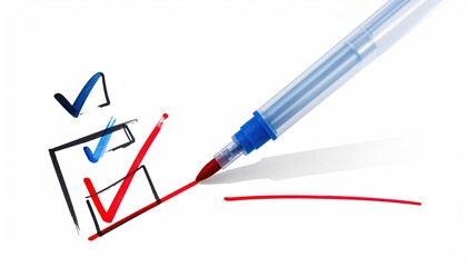 Red check mark on a white background with other check marks