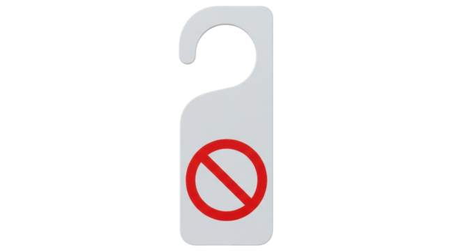 Isolated Do Not Disturb door sign with red crossed-out circle for privacy in the home or hotel