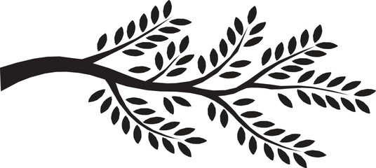 Natural tree branch silhouette on a white background. Natural branch on a white.
