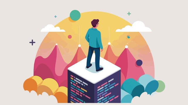 mans tanding on a building