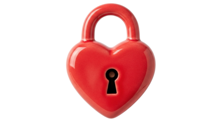 Isolated red heart-shaped lock. Symbol of love, security, Valentine's Day, privacy, wedding concept