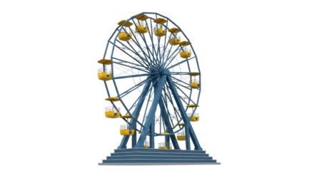 Isolated Ferris wheel fairground attraction stands tall, a fun leisure experience for all ages