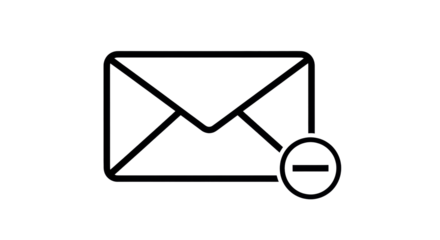 Isolated unread email notification with delete icon in flat line art design style; digital icon