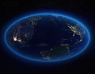 Obraz premium Earth at night, lights illuminating continents