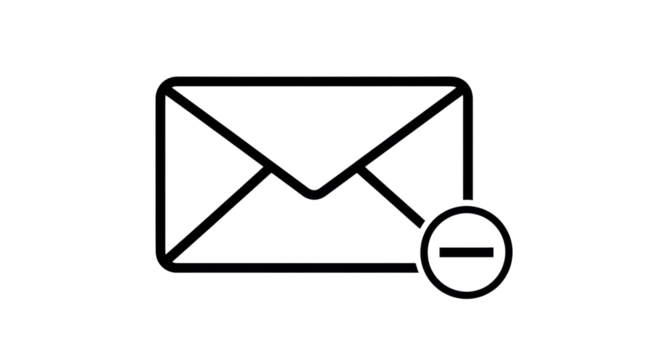 Isolated unread email notification with delete icon in flat line art design style; digital icon - Powered by Adobe