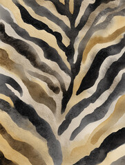 Abstract Zebra Print Watercolor Pattern in Neutral Tones, Animal Skin Background Texture