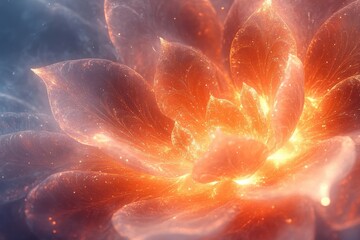 Fire burning in the center of a flower.