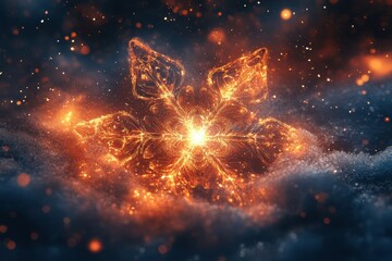 Firework bursting in the snow.