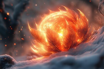 Fireball in the snow.