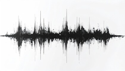 Abstract black wave form on white background