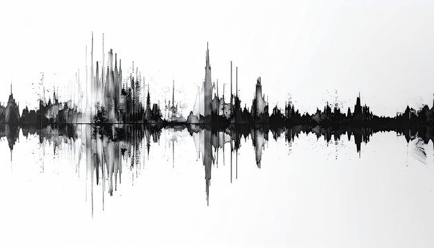 Abstract cityscape silhouette represented by a sound wave form