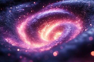 Spiral galaxy filled with stars and nebulas.