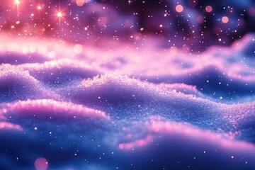 Purple sky with stars and clouds.