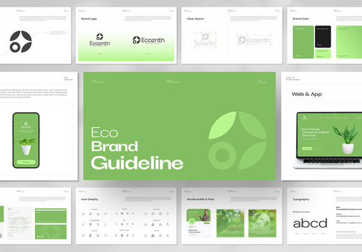Modern and Clean Eco Brand Guideline Presentation Template with Green Accents