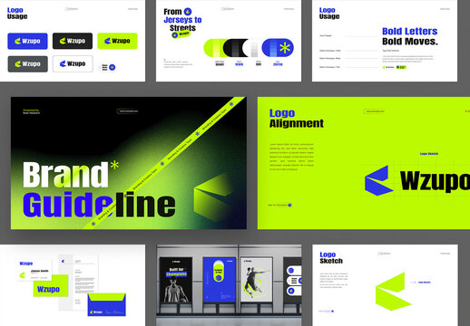 Dynamic Sport Brand Identity Guideline Presentation Template Kit