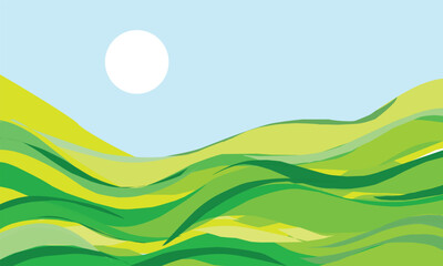Obraz premium abstract green wave land design illustration.eps