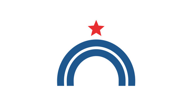 A captivating visual of a blue arching bridge beneath a vibrant red star conveys achievement