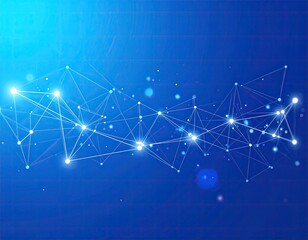 Abstract network graphic on a gradient blue background