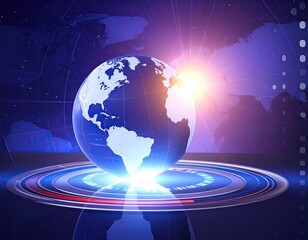 Globe graphic, news style, digital, world map