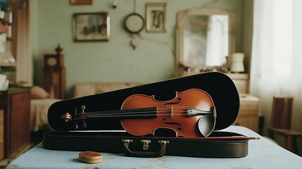 Vintage Violin in Rustic Room Setting