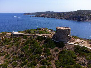 Aerial view of Santa Teresa di Gallura and Rena Bianca beach