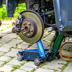 Car lift jack and brake rotor