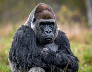 Obraz premium Gorilla in autumnal field
