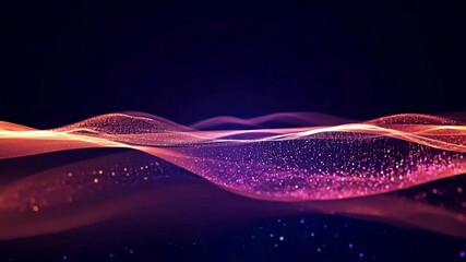 A mesmerizing video of abstract, undulating waves of pink and orange particles and light, creating a flowing and elegant backdrop for corporate, tech, or artistic presentations