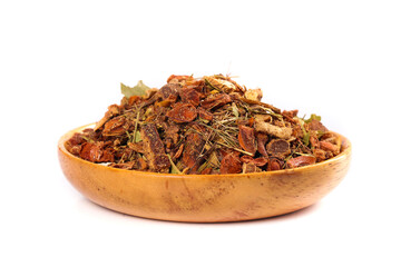 Mixed Hot Spice Collection in Wooden Bowl - Dried Herbs and Seasonings Blend for Cooking