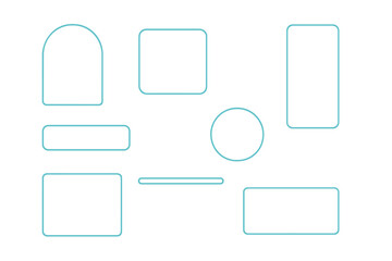 Abstract collection of diverse geometric shapes with rounded corners and clean lines on a white background, modern design elements