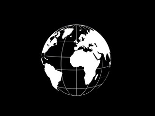 Globe on black background with continents and oceans in 3D illustration