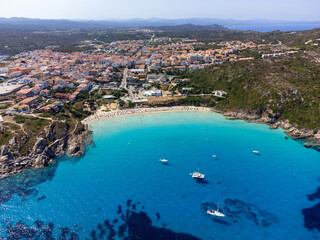 Aerial view of Santa Teresa di Gallura and Rena Bianca beach