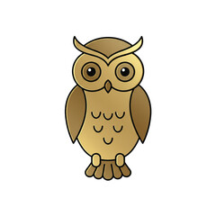 Obraz premium Golden Owl Icon Minimalist Design, isolated on transparent background